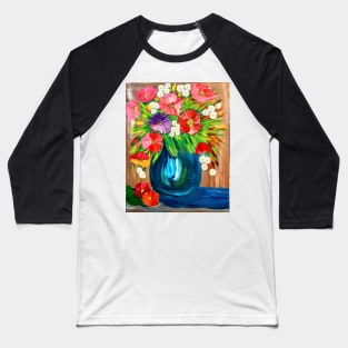 Some abstract mixed flowers in a metallic vase Baseball T-Shirt